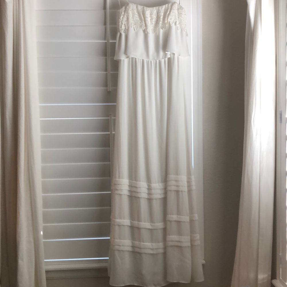 Gibson Latimer White Strapless Boho Maxi Dress